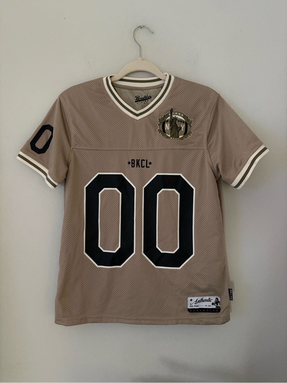 Brooklyn Cloth BKCL Mesh Football Jersey M Tan 00 Y2K Streetwear Gorpcore Unisex